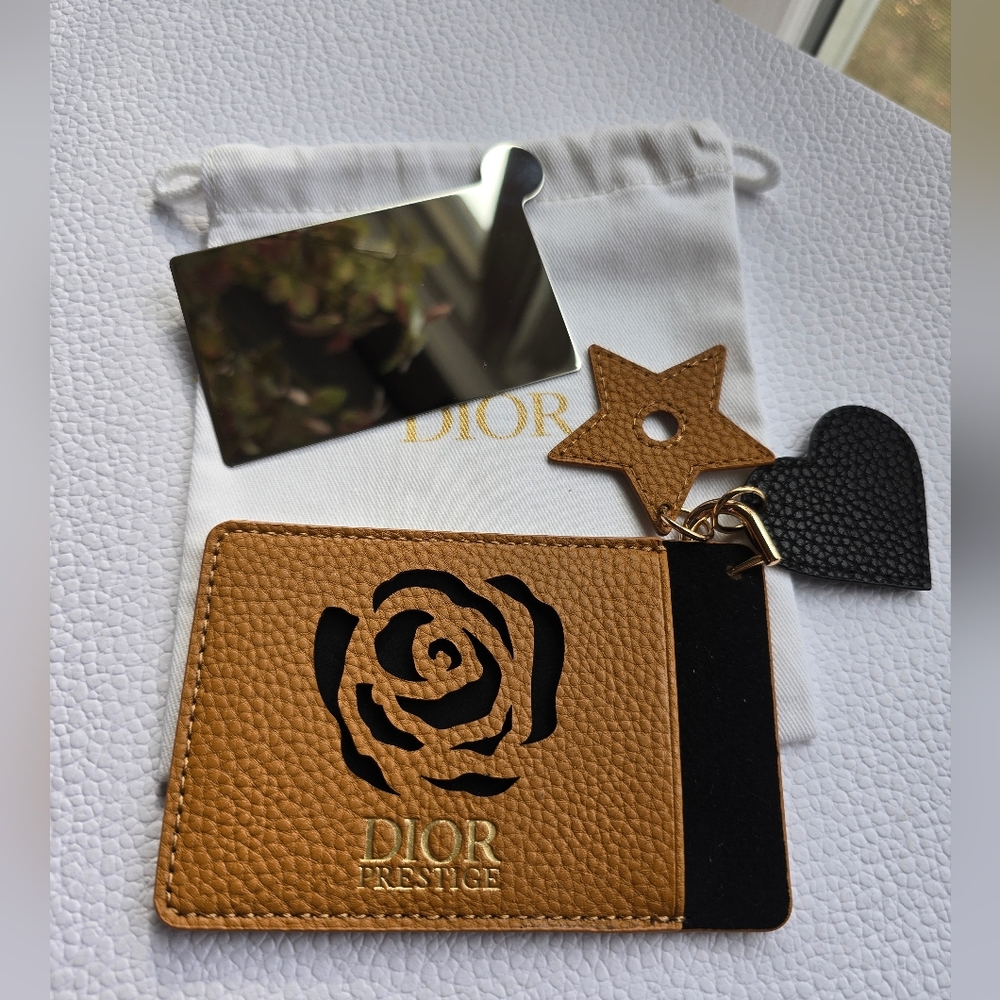 Dior Prestige Tan and Black Card Holder With Mirror